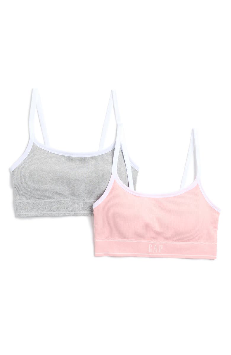 GAP 2-Pack Square Neck Ribbed Bralettes, Main, color,