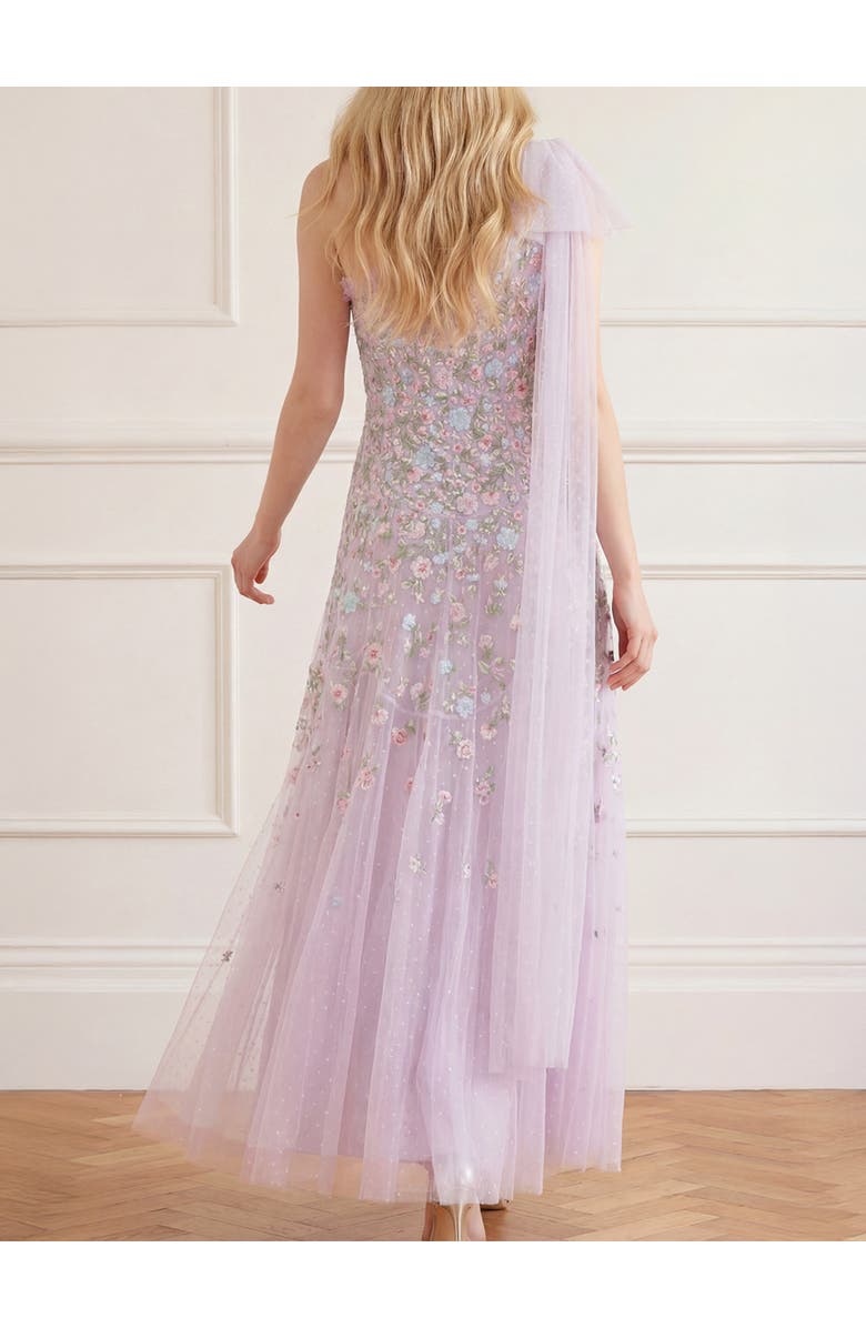 Needle & Thread Sylvia Rose One-Shoulder Bow Ankle Gown, Alternate, color, Powder Lilac/Bright