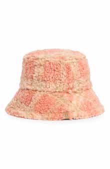 AREA STARS Plaid Faux Shearling Bucket Hat