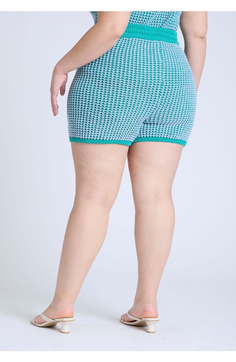 ELOQUII Knitted Short, Alternate, color, Green And Blue