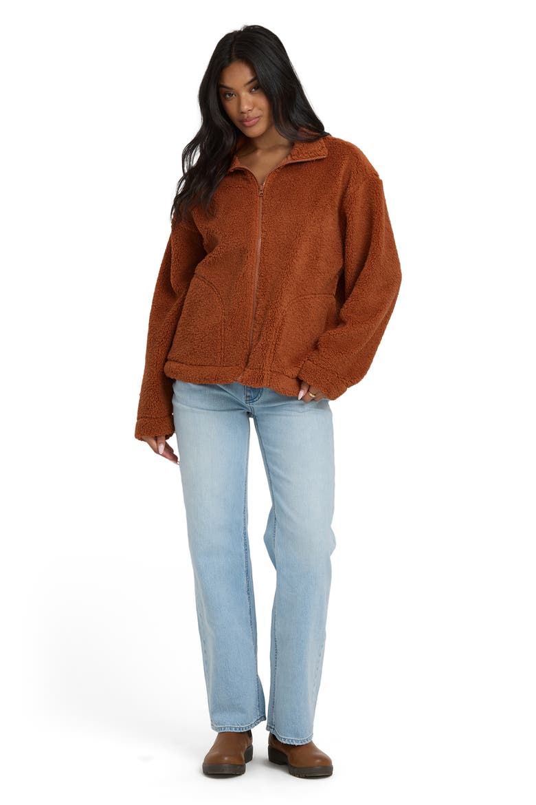 Sun City Embroidered Faux Shearling Jacket, Alternate, color, CASHEW