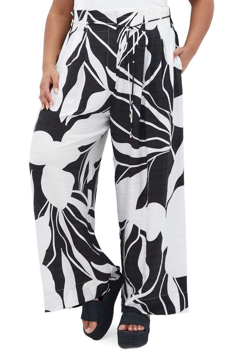 High Waist Wide Leg Pants, Main, color, PALM PARADISE