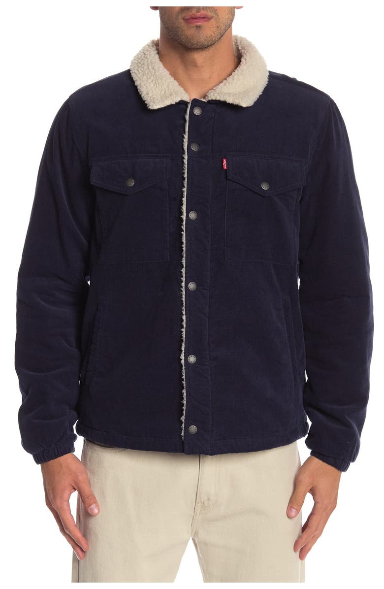 Corduroy Faux Shearling Lined Trucker Jacket