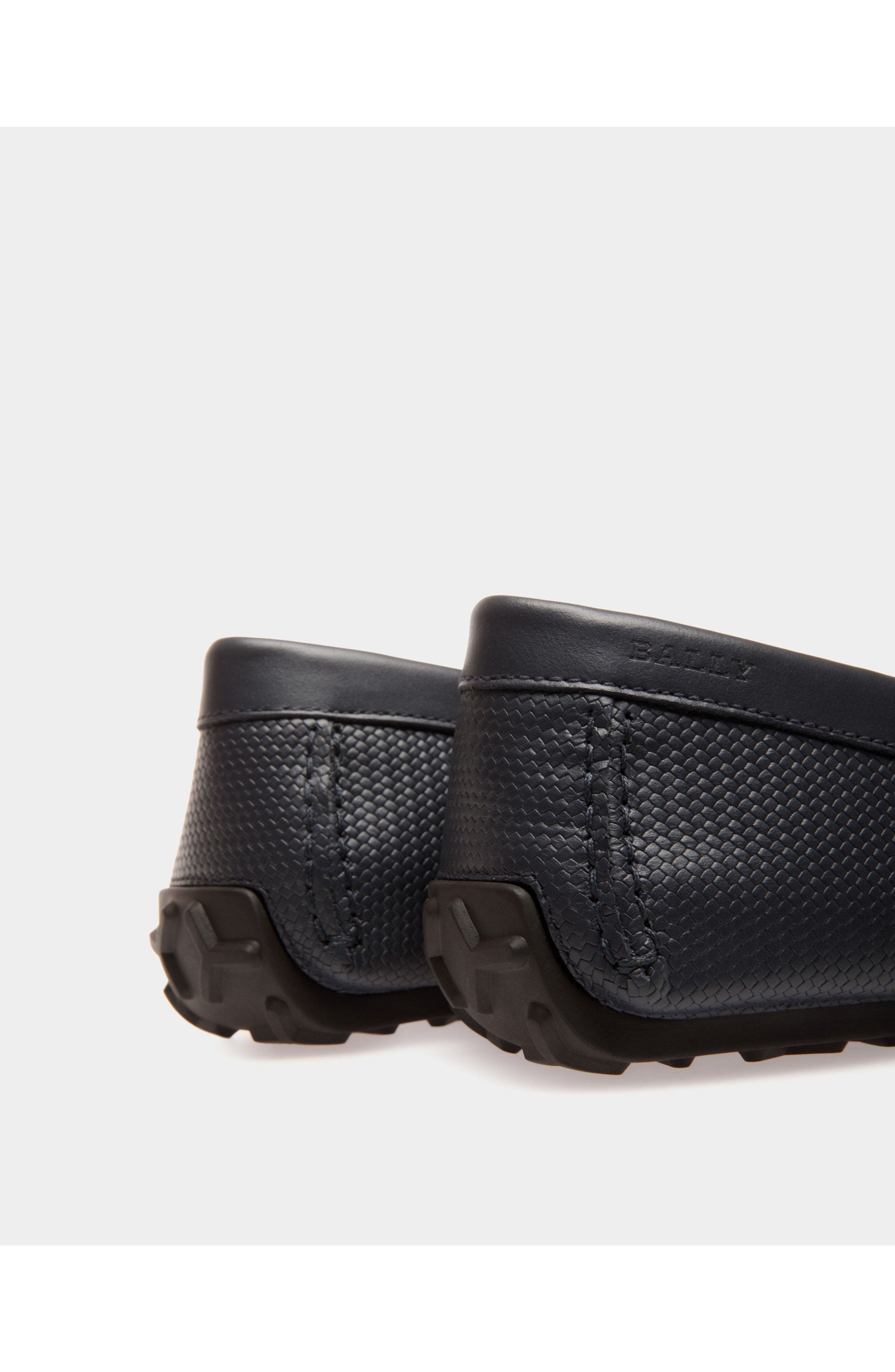 Bally Driver In Embossed Leather, Alternate, color, Blue