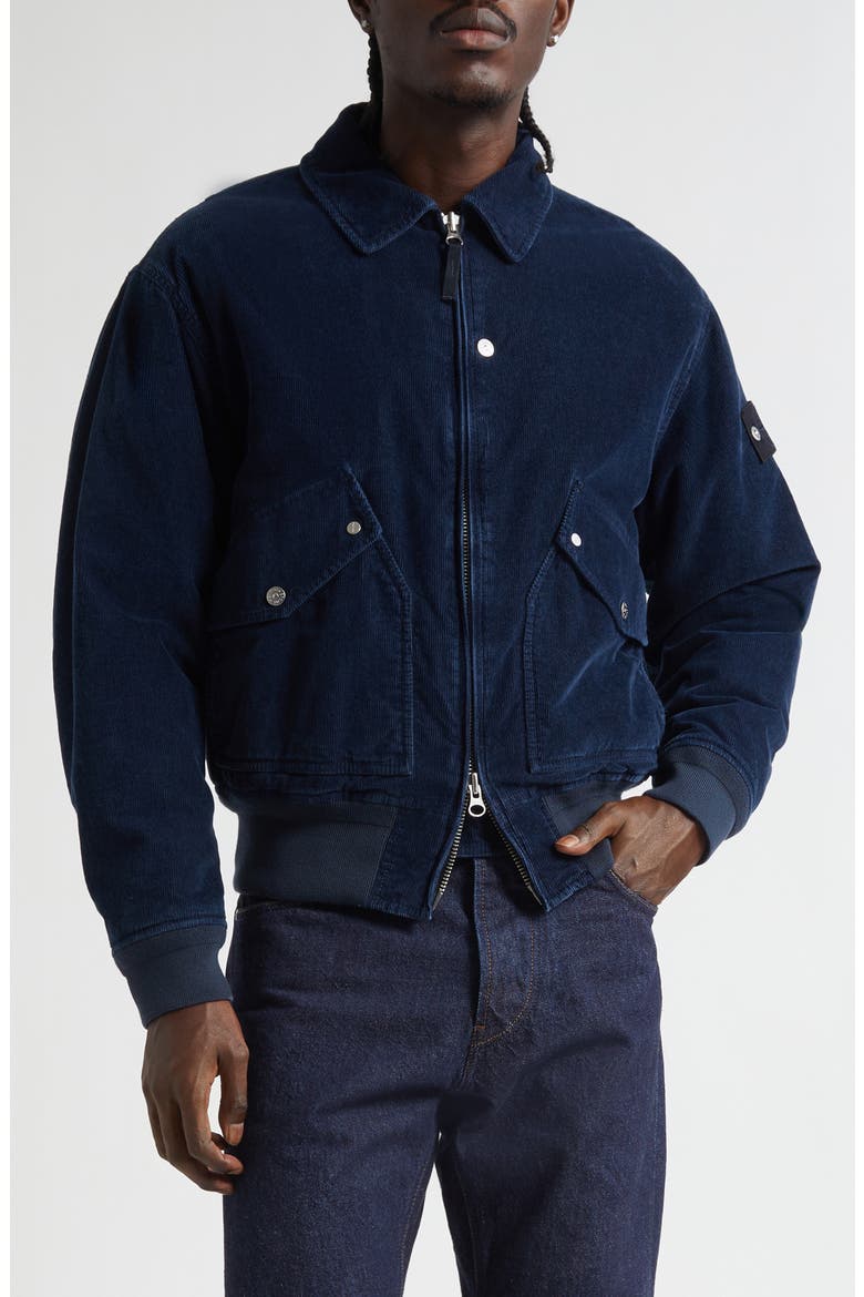 Corduroy Bomber Jacket, Main, color, V0021 INDIGO