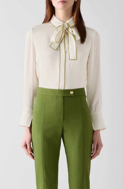 Elisa Tie Neck Crepe Shirt