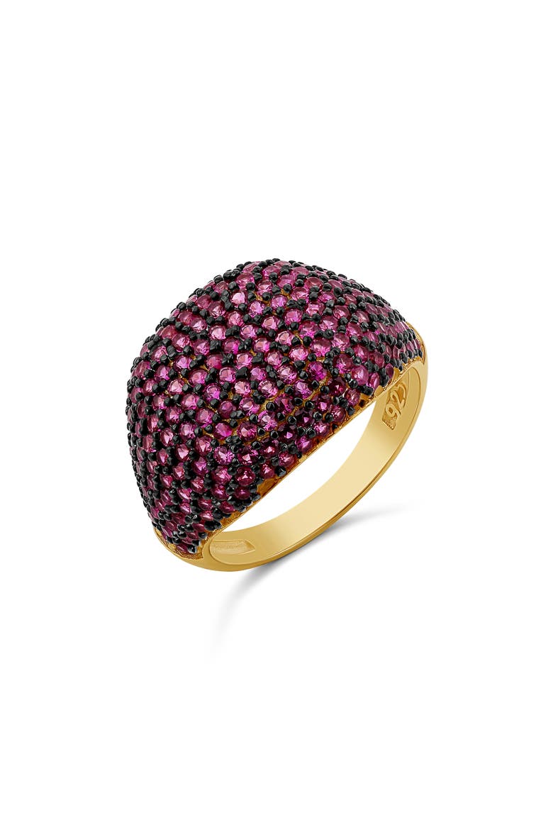 Cubic Zirconia Pavé Dome Signet Ring, Main, color, PINK