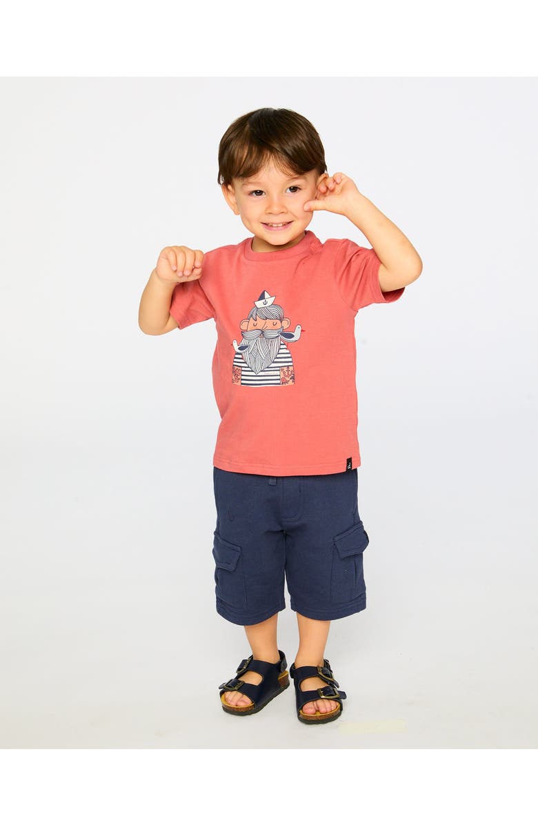 Deux par Deux Organic Cotton Sailor Graphic Short Sleeve T-Shirt, Alternate, color, Brick