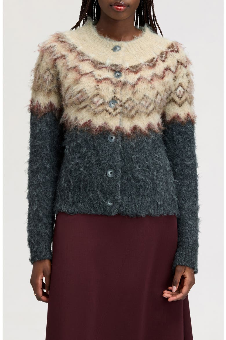 Brushed Fair Isle Cardigan, Main, color, ENGLISH GREY