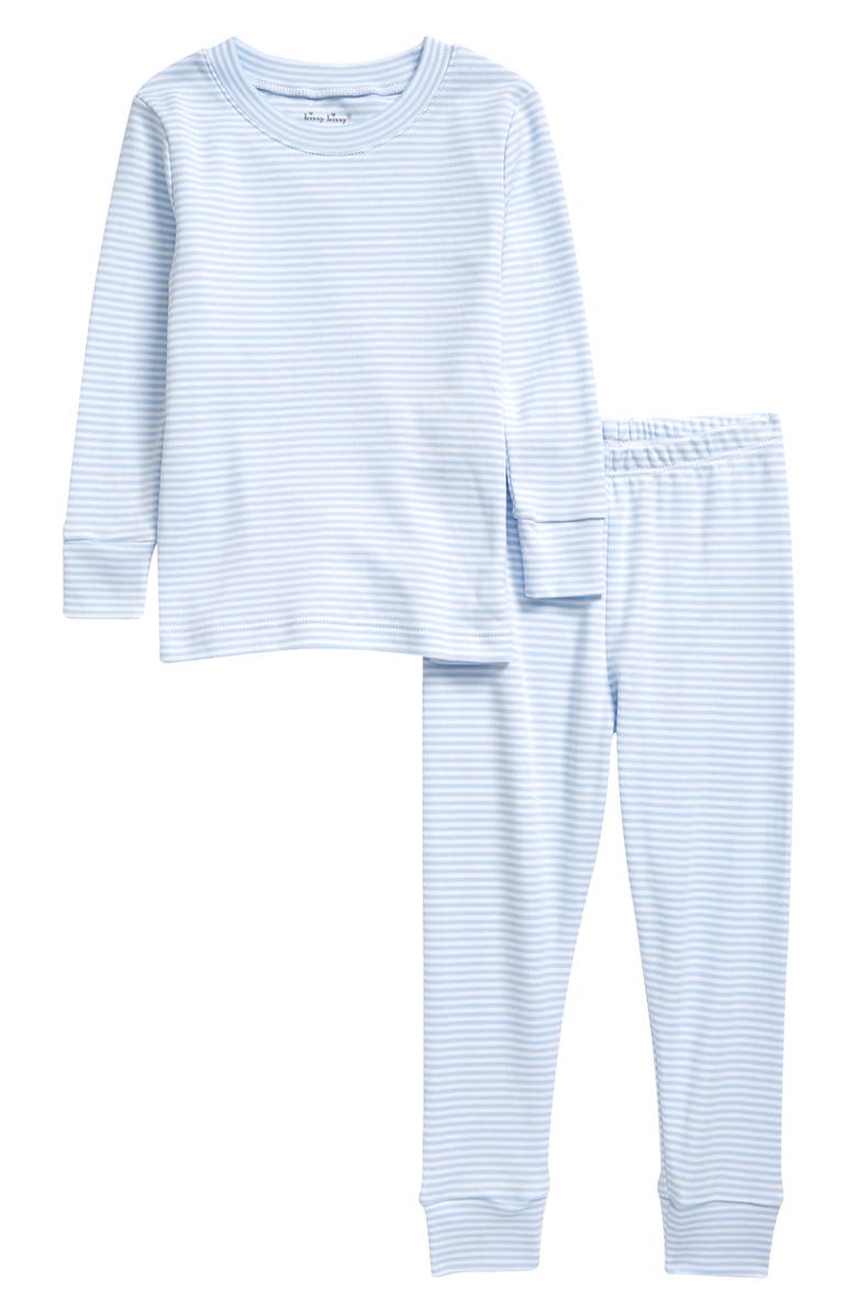 Kissy Kissy Simple Stripes Fitted Two-Piece Pajamas, Main, color, Simply Stripes Lb