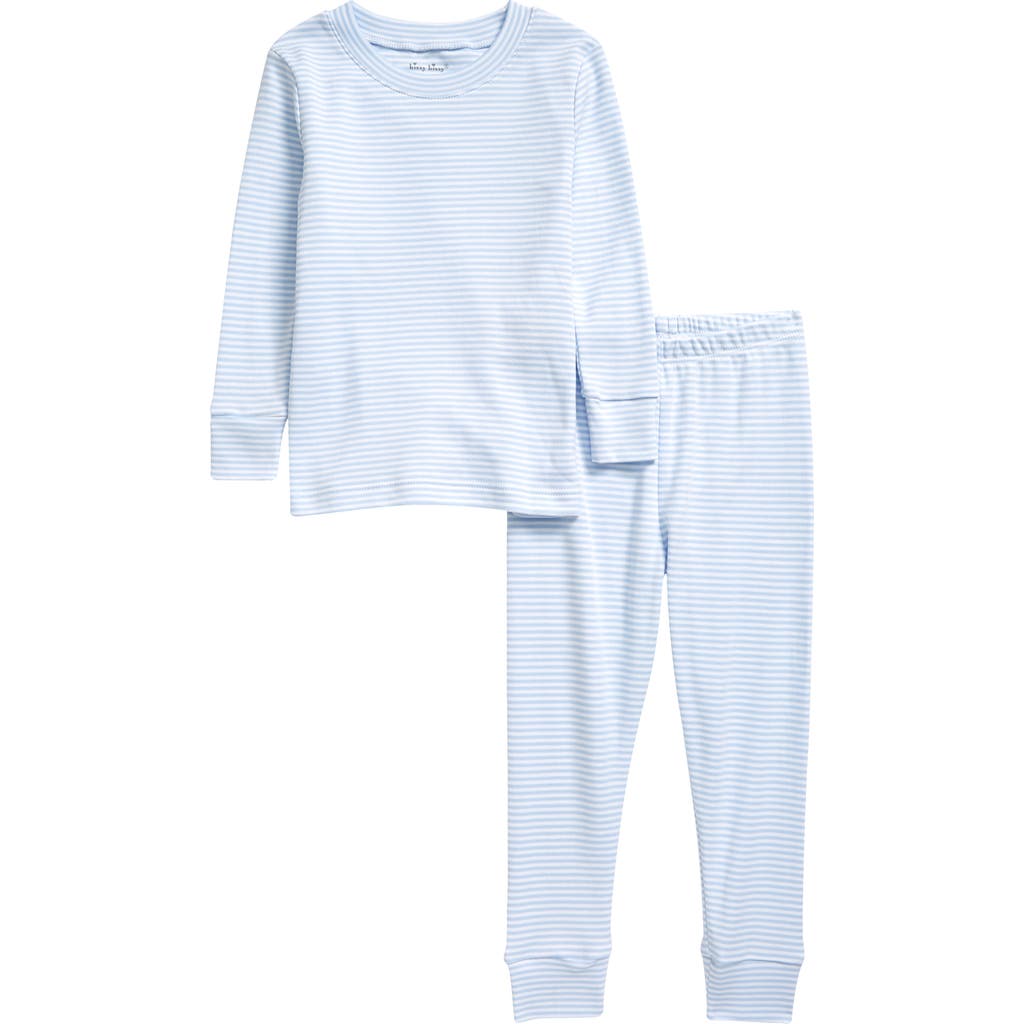 Kissy Kissy Simple Stripes Fitted Two-piece Pajamas In Blue