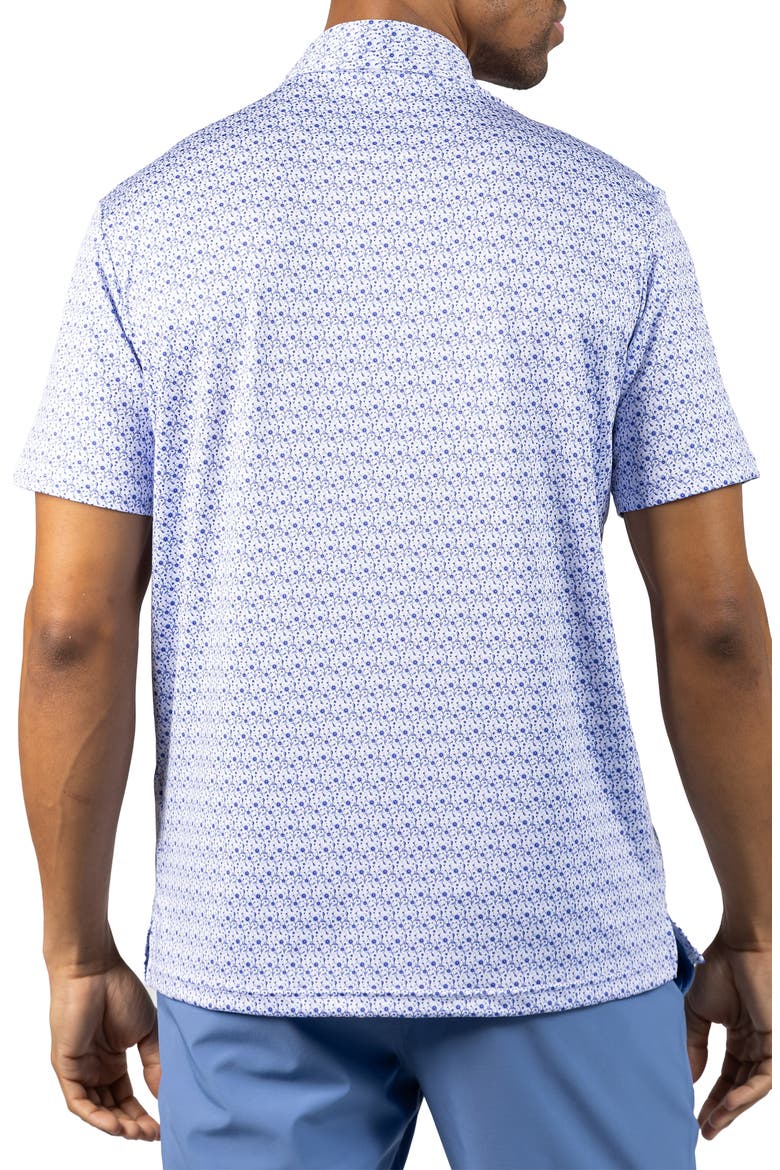 Floral Chain Print Performance Polo, Alternate, color, BLUE