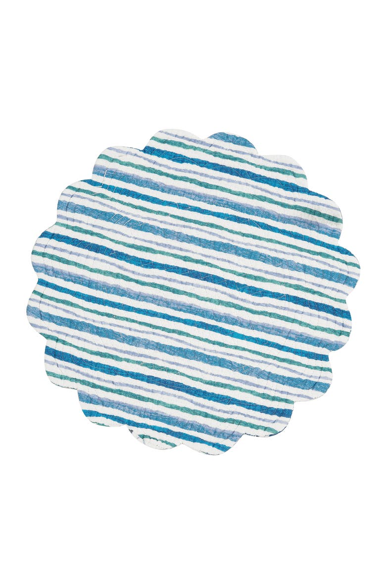 Turtle Bay Round Quilted Cotton Placemats Set of 6, 17", Alternate, color, Blue