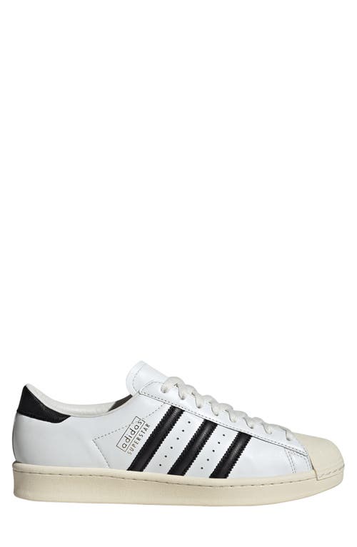 Adidas Originals Superstar Vintage Ostrich-effect Leather Sneakers In White/black/cream White