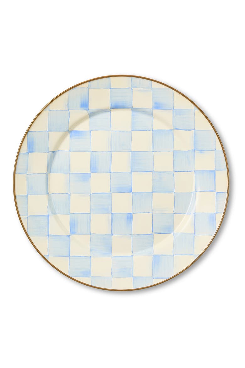 Sky Check Enameled Steel Charger Plate, Main, color, SKY CHECK