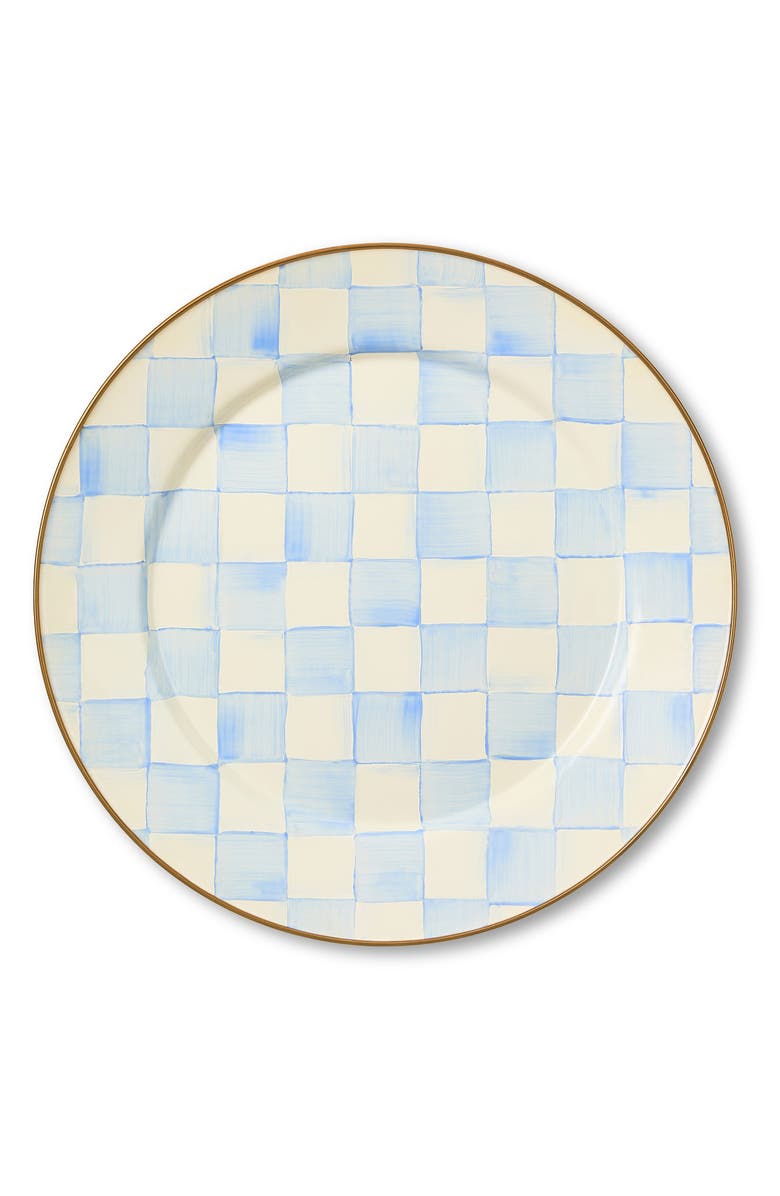 MACKENZIE CHILDS Sky Check Enameled Steel Charger Plate, Main, color, Sky Check