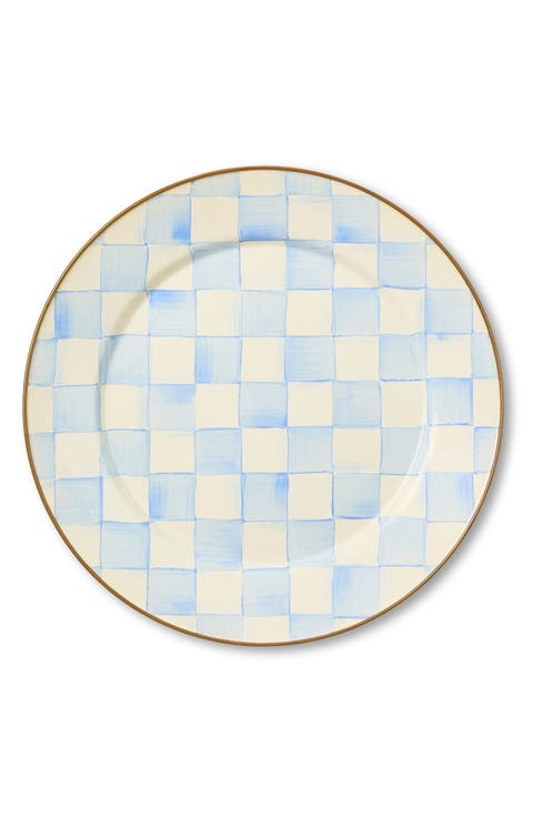 Sky Check Enameled Steel Charger Plate