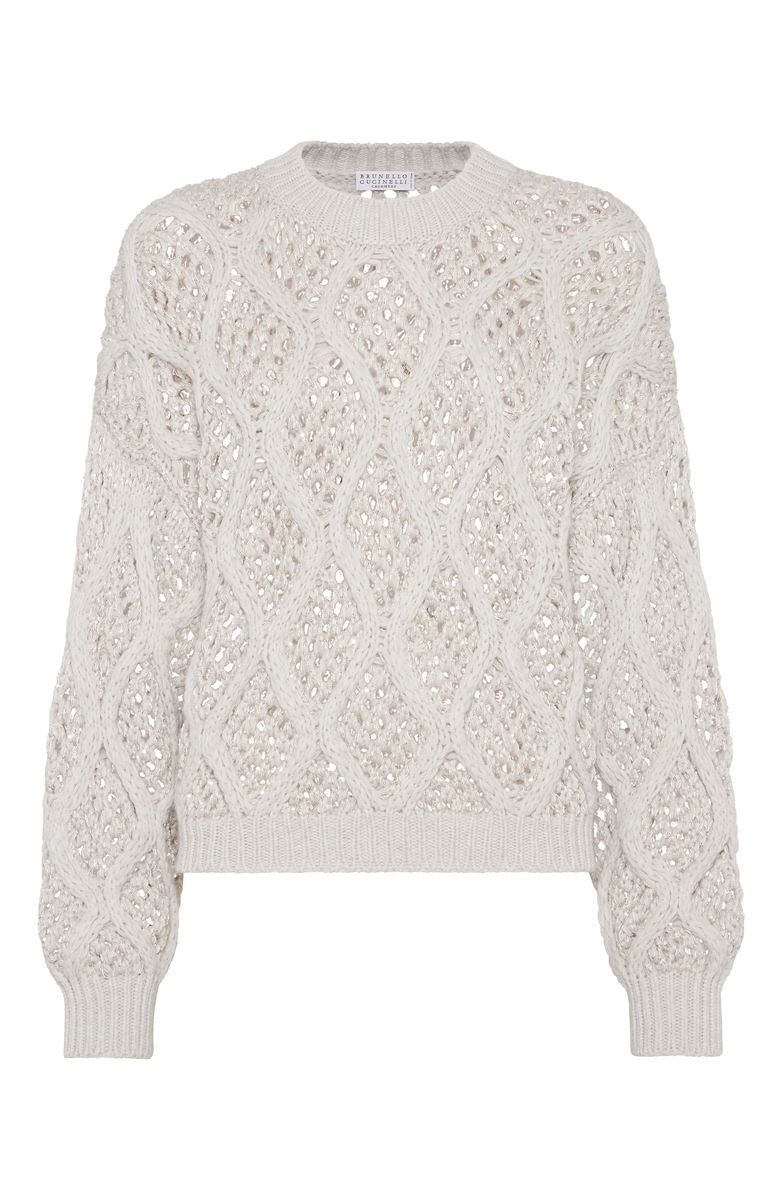 Brunello Cucinelli Cashmere Dazzling Net & Cable sweater, Main, color, 