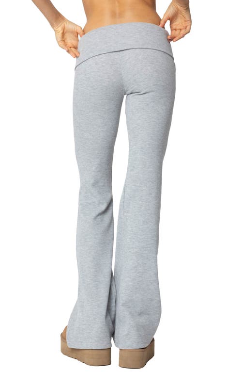 Edikted Sab Waffle Knit Foldover Pants In Gray-melange