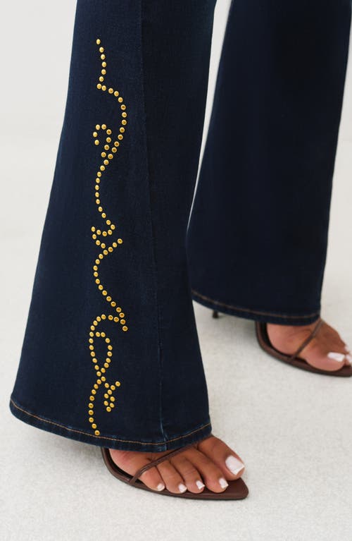 True Religion Joey Stud Embellished Flare Jeans In Blue
