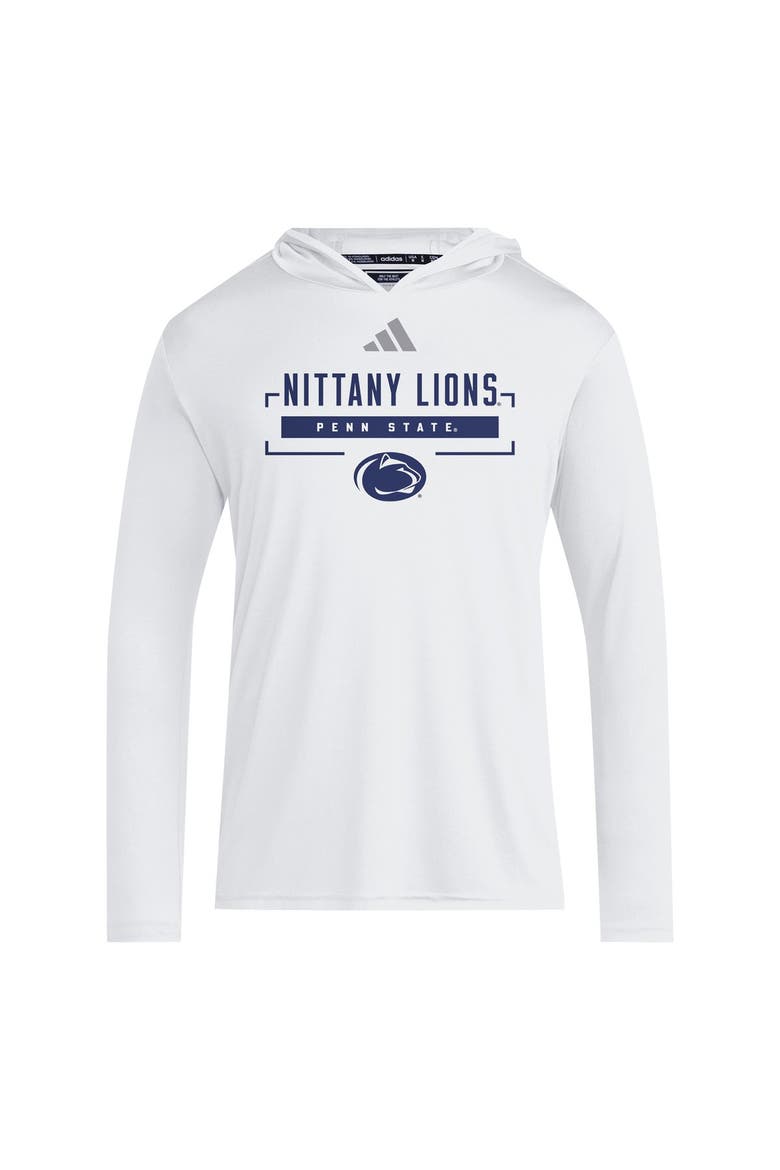 Men's adidas White Penn State Nittany Lions D4T Long Sleeve Hooded T-Shirt, Alternate, color, White