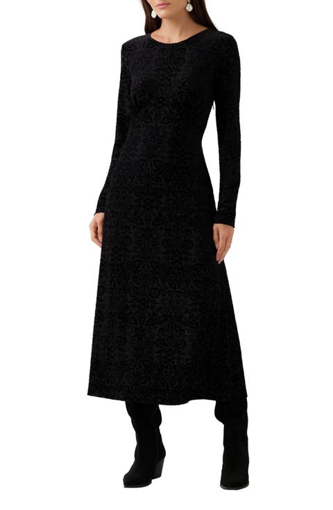 Velvet Burnout Midi Dress