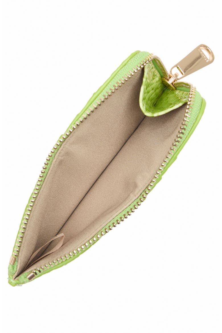 Lennon Croc Embossed Leather Card Case, Alternate, color, KIWI