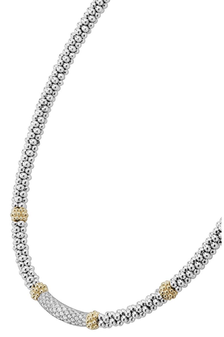 Diamond Luxe Pavé Station 6mm Necklace, Alternate, color, GOLD/DIAMOND
