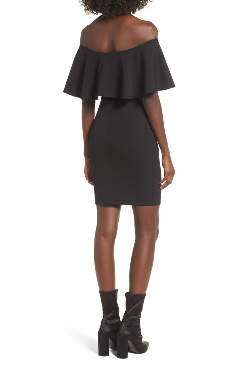 Ruffle Off the Shoulder Body-Con Dress, Alternate, color, BLACK