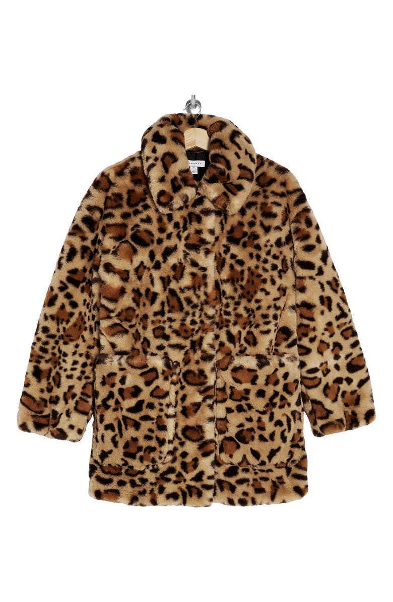 Topshop Eddie Leopard Pattern Faux Fur Jacket, Alternate, color, 