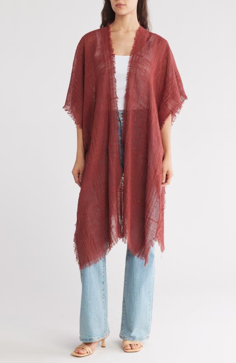 Textured Weave Open Front Duster