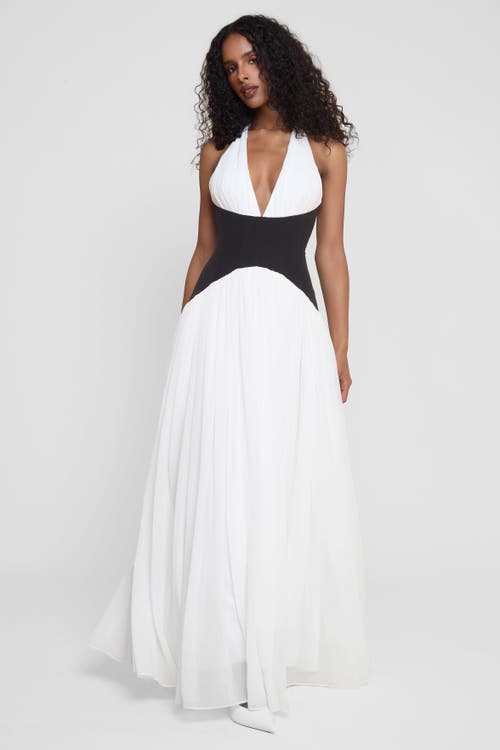 Leau Harlowe Contrast Corset Maxi Dress In White