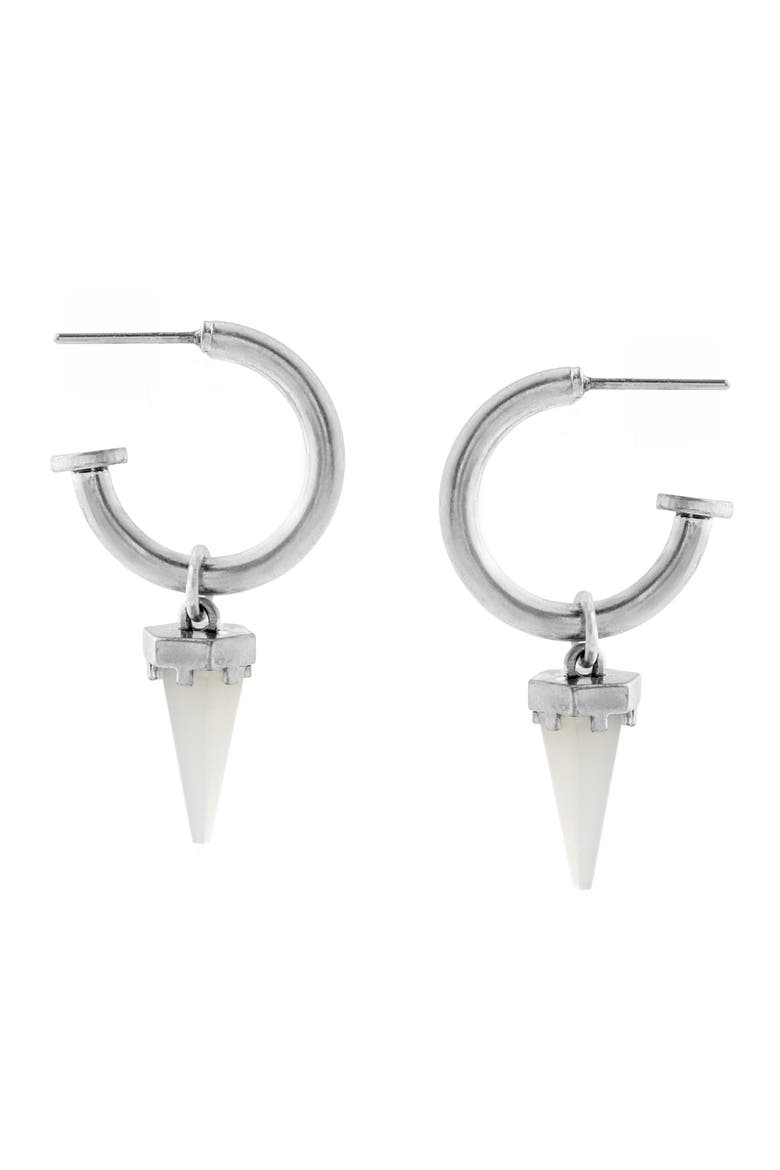 Quartz Spike Huggie Drop Earrings, Alternate, color, WHITE QUARTZ