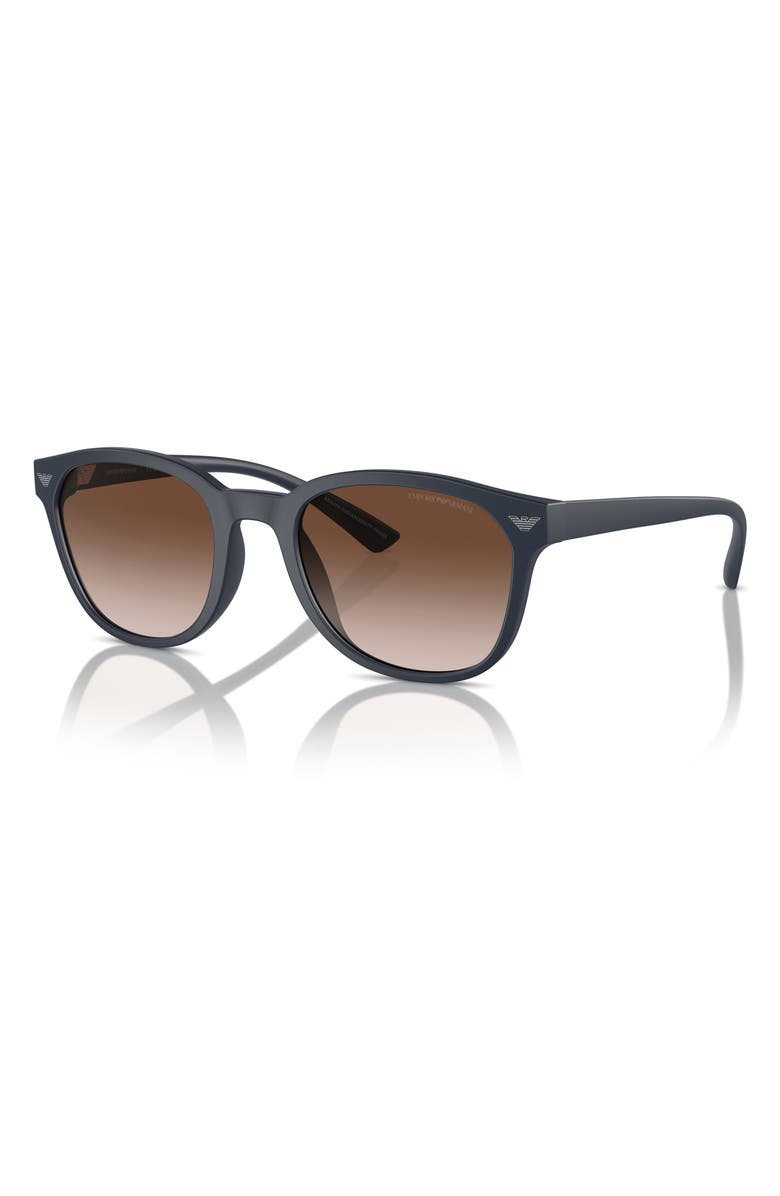 Emporio Armani 53mm Phantos Sunglasses, Alternate, color, Matte Blue / Gradient Brown