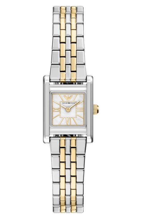 Small Mother-of-Pearl Tank Bracelet Watch, 19mm x 26mm