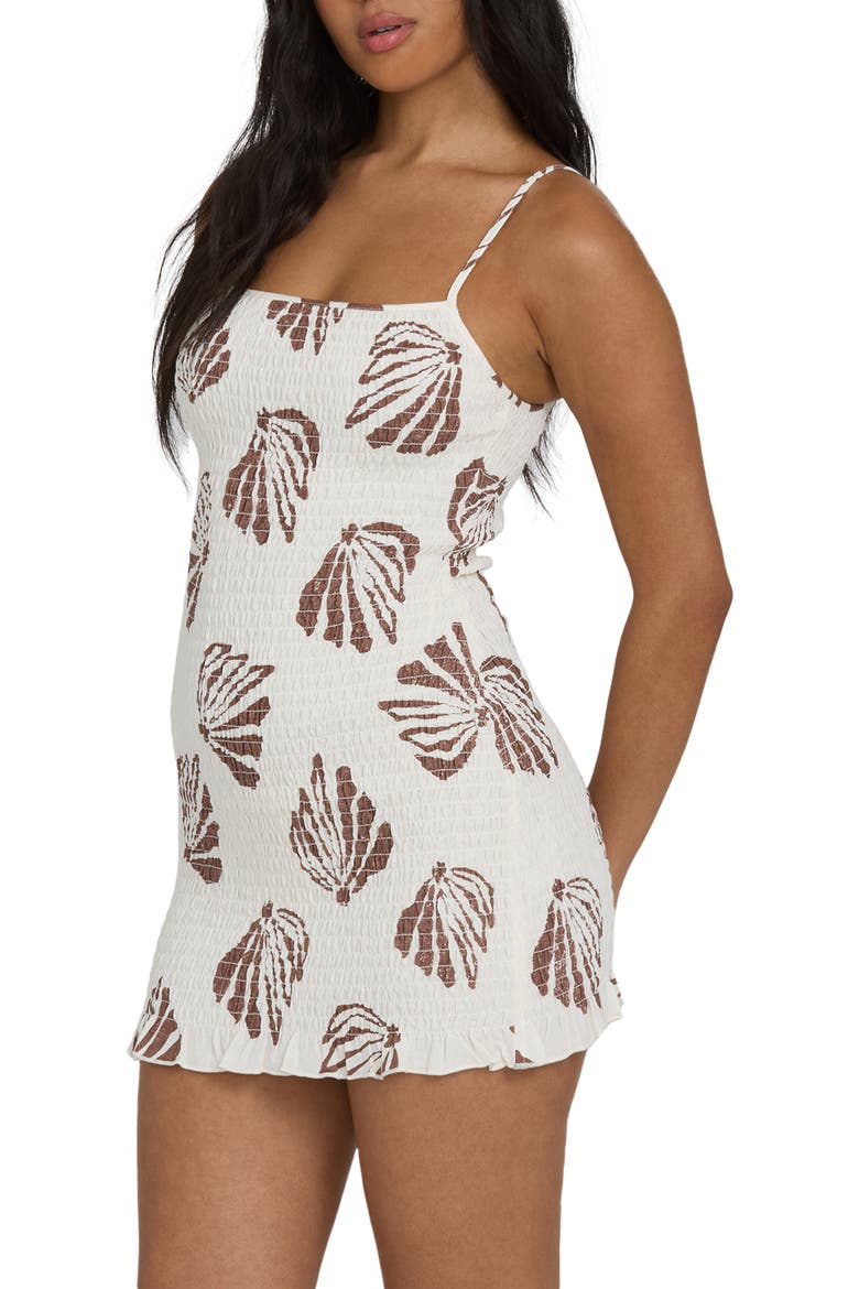 So Bright Shell Print Minidress, Alternate, color, SALT CRYSTAL
