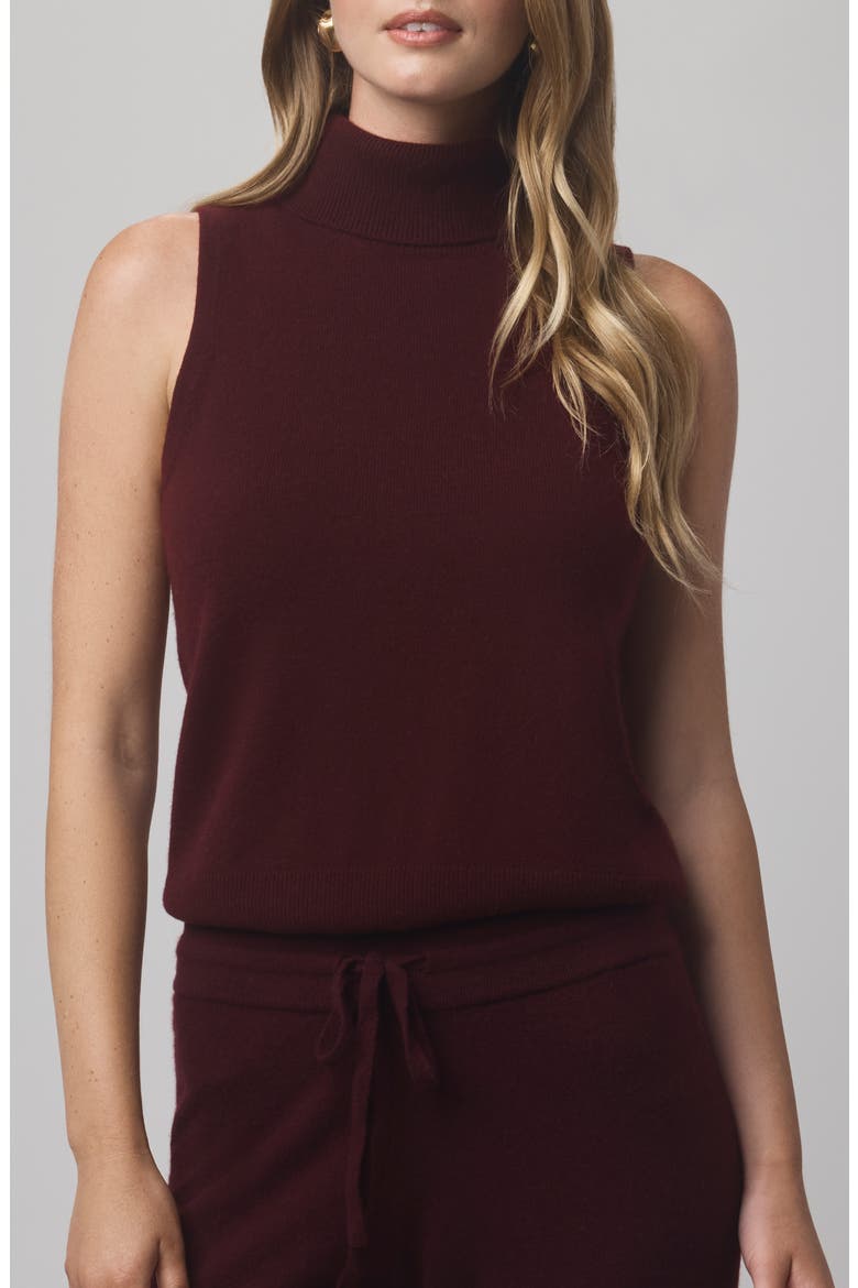 Tori Sleeveless Turtleneck Cashmere Sweater, Main, color, ROSEWOOD