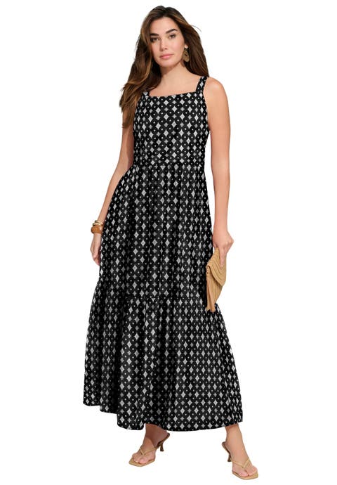 Plus Size Square Neck Adjustable Strap Maxi Dress