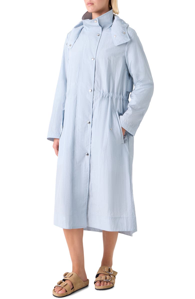 Akris punto Water Repellent Hooded Coat, Alternate, color, Sky Blue