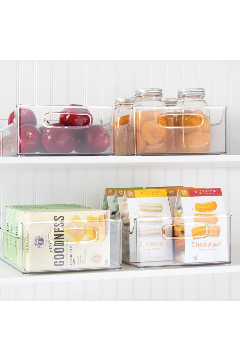 Plastic Stackable Pantry Bin with Handles, Set of 4, Clear, Made in USA, Alternate, color, Clear