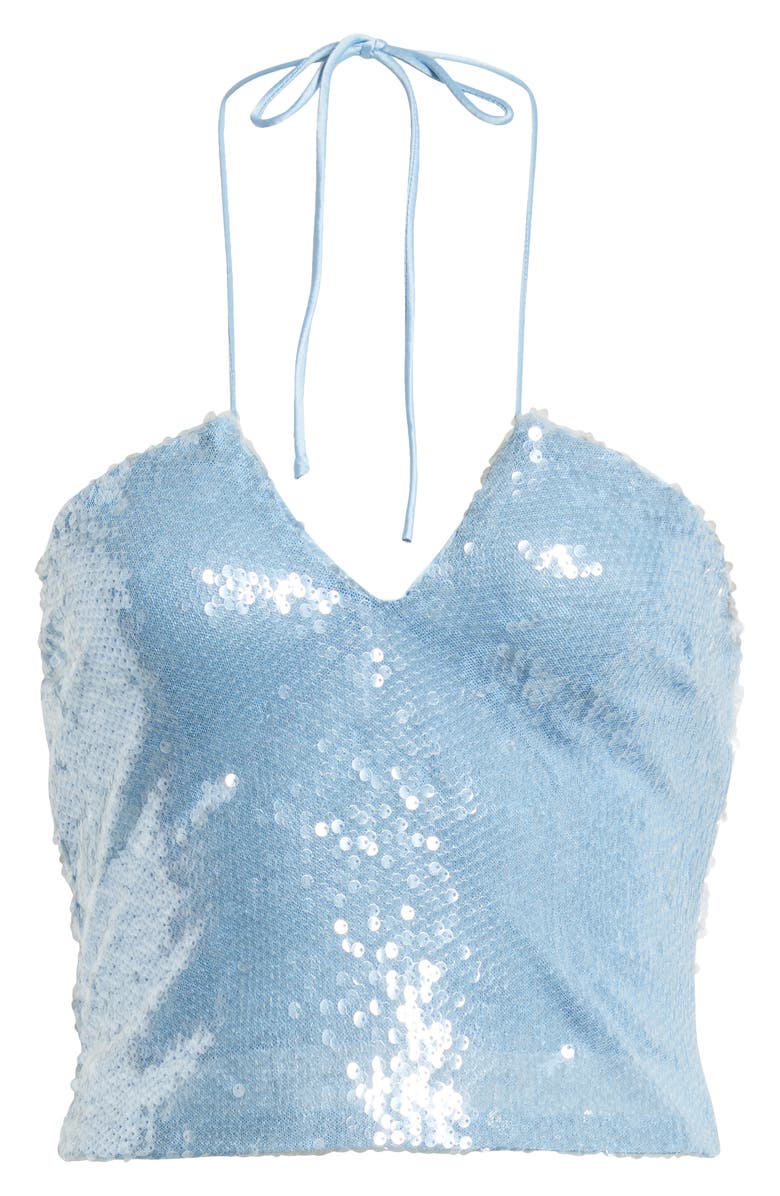 Princess Polly Kalokairi Sequin Halter Top, Main, color, Blue
