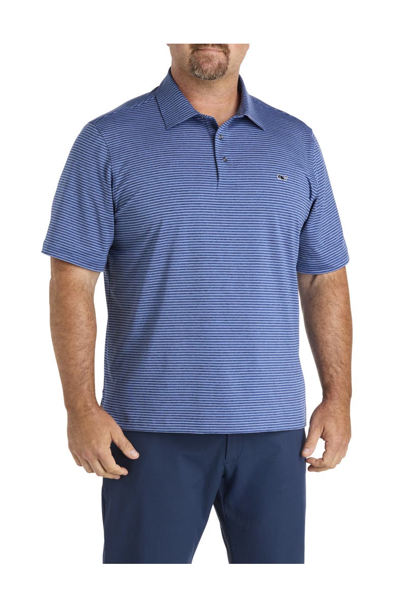 vineyard vines Big
Tall Striped Sankaty Performance Polo Shirt, Alternate, color, Gray Pine Deep Bay