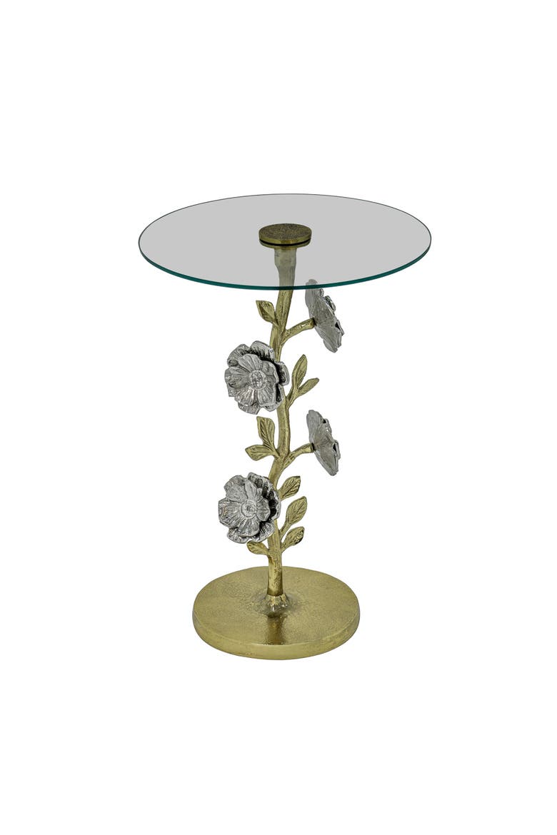 Side Table with Glass Top, Main, color, Gold