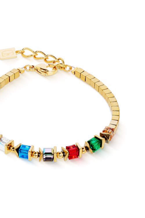 Coeur De Lion Sparkling Cubes Fusion Chain Gold Bracelet In Gold