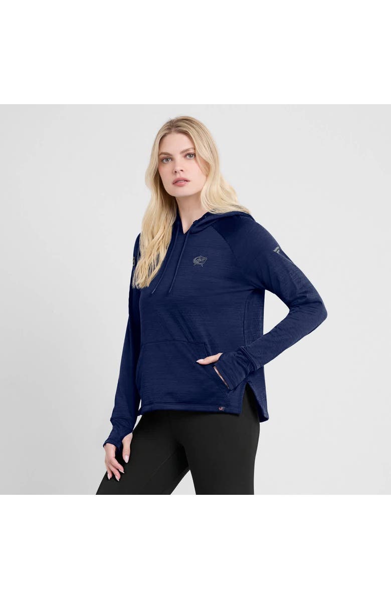 FANATICS Women's Fanatics Heather Navy Columbus Blue Jackets Authentic Pro Pullover Hoodie, Alternate, color, Heather Navy