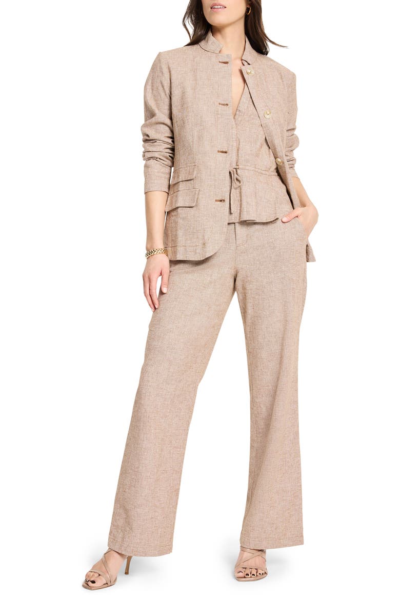 Cotton & Linen Drawstring Vest, Alternate, color, BROWN MIX