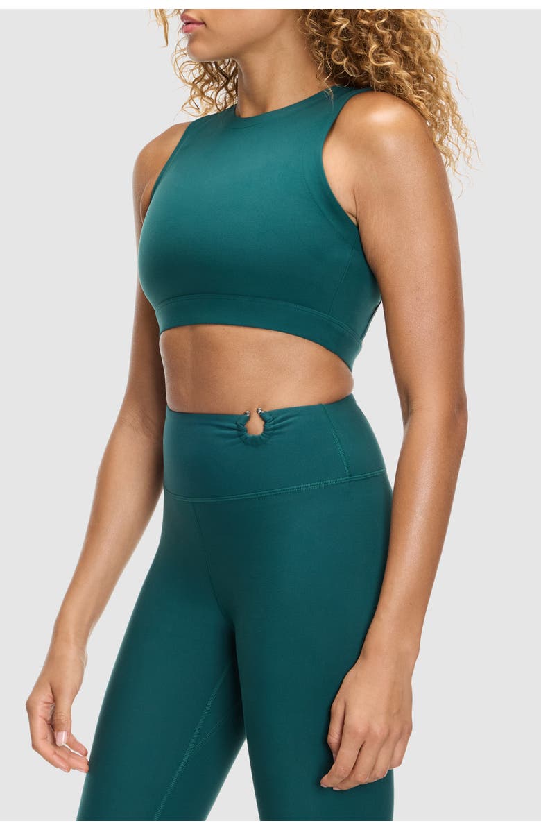Peloton Cadent Super Crop Cutout Tank, Alternate, color, Deep Forest