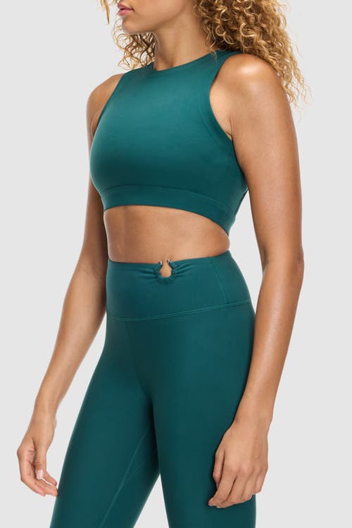 Peloton Cadent Super Crop Cutout Tank In Green