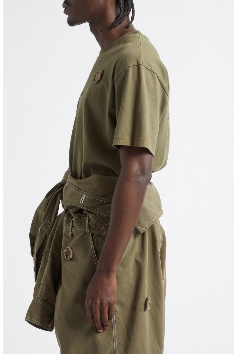 x Birkenstock The Gardener Crochet Flower Long Sleeve Drill Jumpsuit, Alternate, color, ARMY GREEN