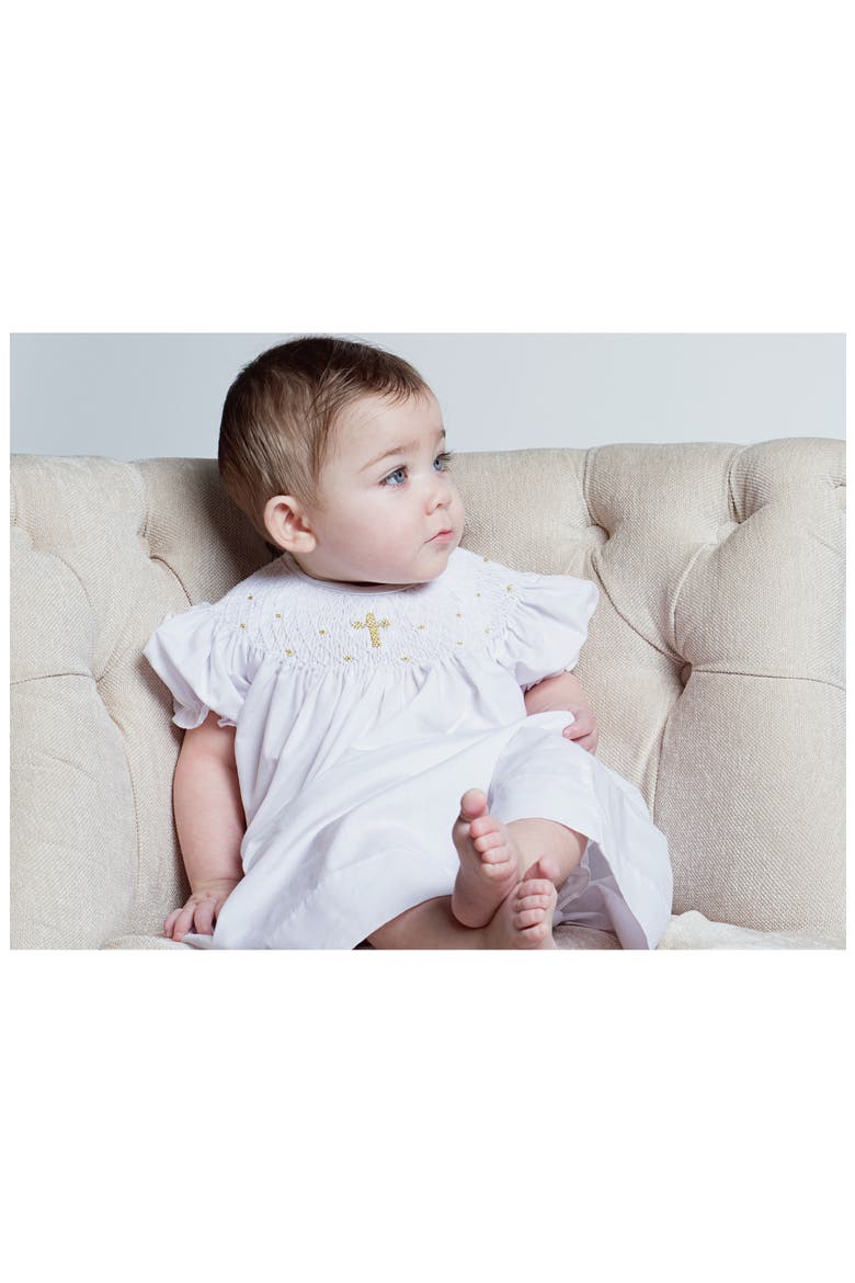 Christening Gown & Bonnet Set, Alternate, color, WHITE